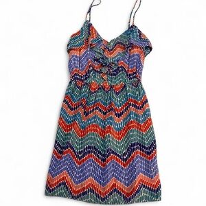 Shoshanna Vibrant Chevron Midi Dress